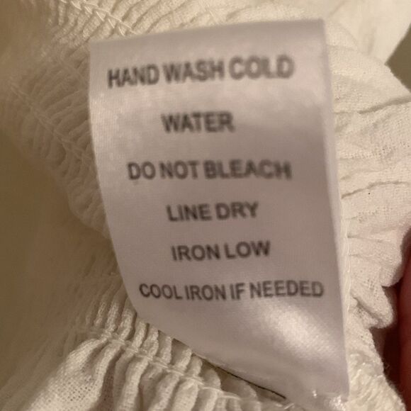 HYFVE White V-Neck Elastic Waist Ruffle Cotton Women's Top Size L - Picture 9 of 9